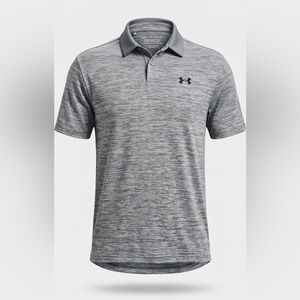 Under Armour Performance Polo | Heather Grey Athletic Golf Shirt XL
